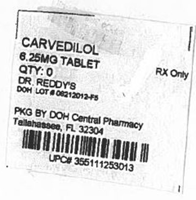 PACKAGE LABEL.PRINCIPAL DISPLAY PANEL SECTION - Carvedilol 6.25mg Dr.Reddy